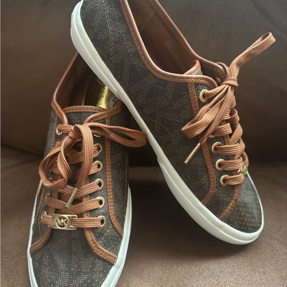 Michael Kors Dark Brown and Tan Sneakers
